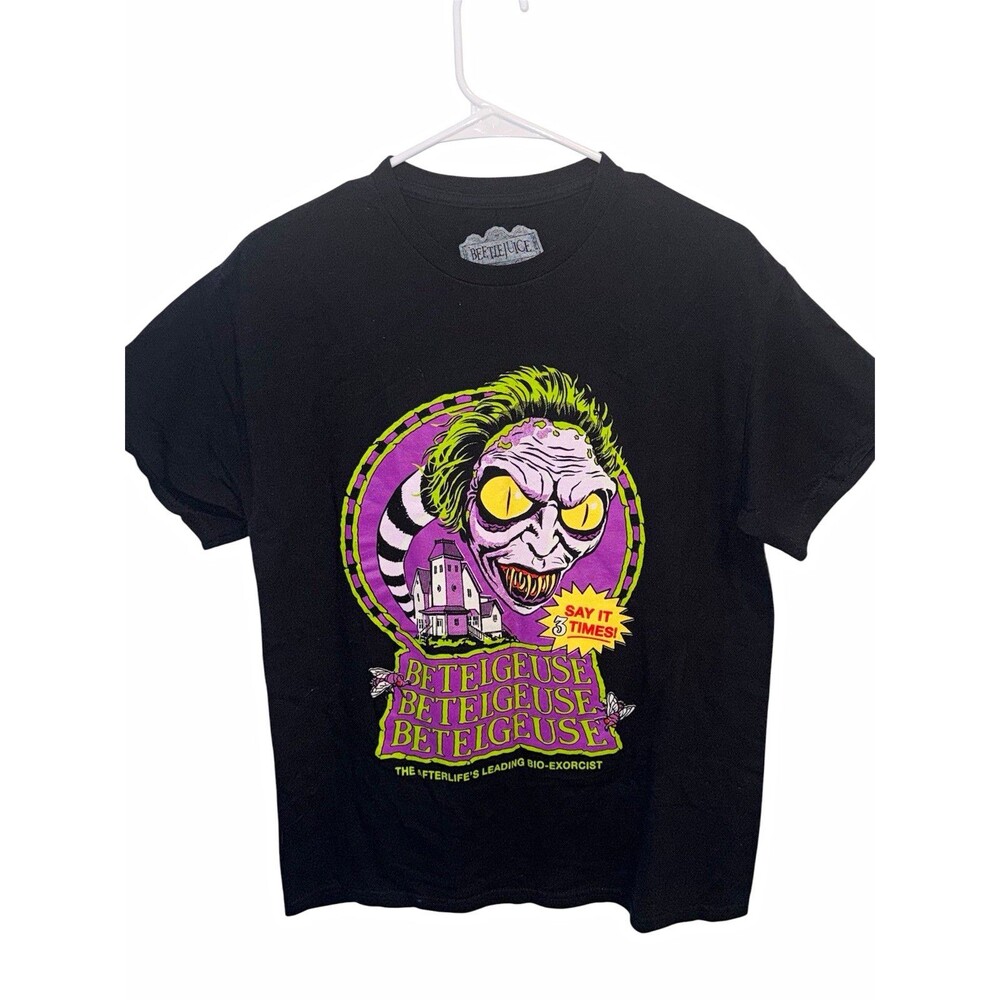 Beetlejuice Men's Black Graphic Print Crew Neck Short Sleeve T-Shirt Size M